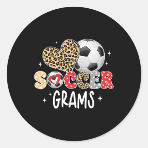 Soccer Grams Cute Leopard Heart Soccer Player Love Classic Round Sticker