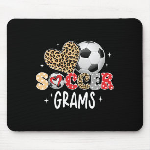 Soccer Grams Cute Leopard Heart Soccer Player Love Mouse Pad