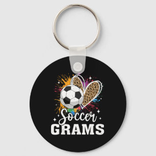 Soccer Grams Soccer Leopard Heart Keychain