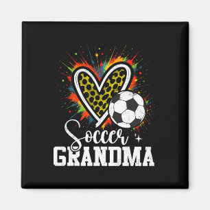 Soccer Grandma Leopard Heart Magnet