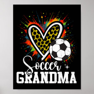 Soccer Grandma Leopard Heart Poster