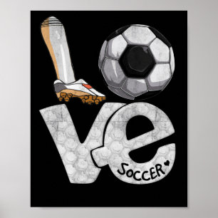 Soccer Graphic Saying Love Heart Ball Poster