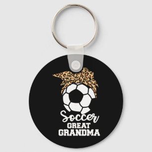 Soccer Great Grandma Funny Soccer Player Leopard G Keychain