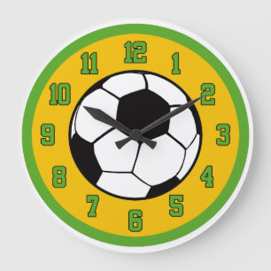 Soccer Green and Gold Large Clock