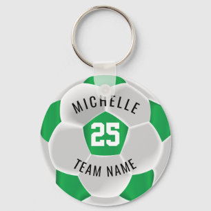 Soccer  - Green and White Keychain