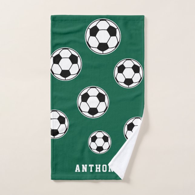 Soccer Green Personalised Kids Back to School (Serviette à main)