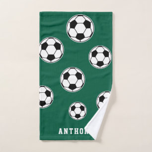Soccer Green Personalised Kids Back to School Hand Towel