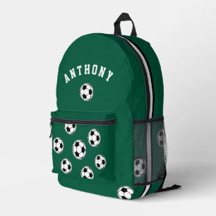 Soccer Green Personalised Kids Back to School Printed Backpack