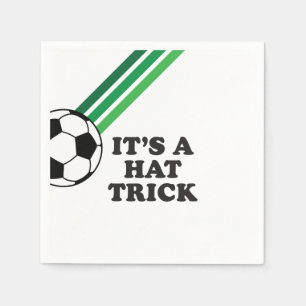 Soccer Green Stripes Hat Trick 3rd Birthday Napkin