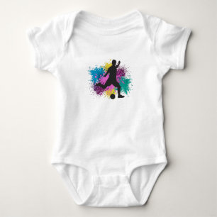 Soccer Grungy Colour Splashes Baby Bodysuit