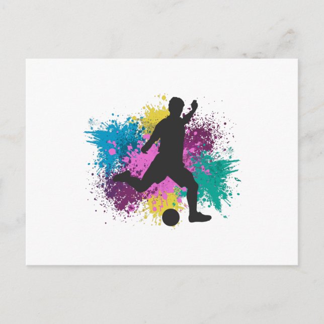 Soccer Grungy Colour Splashes Postcard (Front)