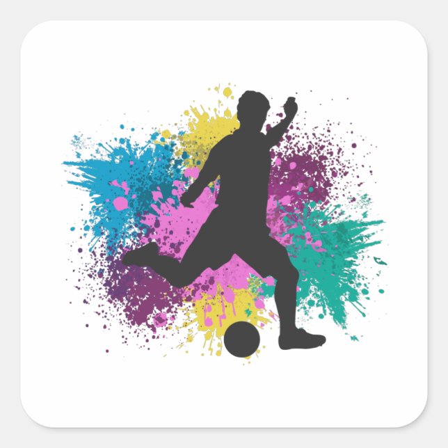 Soccer Grungy Colour Splashes Square Sticker (Front)