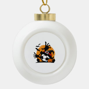 Soccer Halloween Night Ceramic Ball Christmas Ornament
