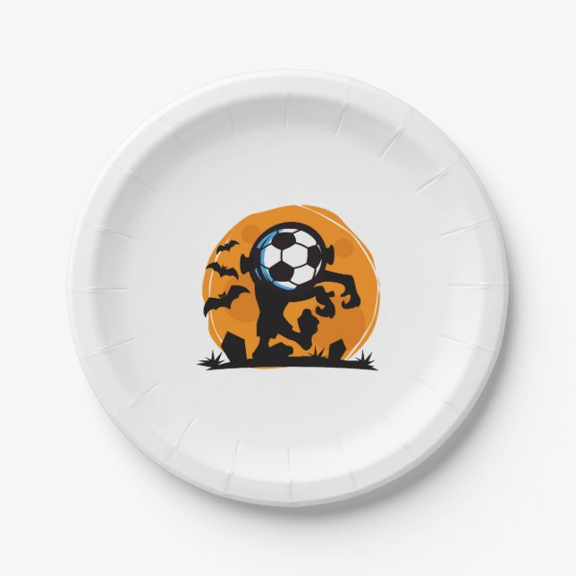 Soccer Halloween Night Paper Plate (Front)