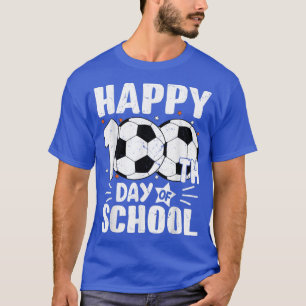 Soccer Happy 100th Day Of School T Kids Teacher T-Shirt