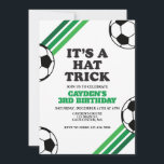 Soccer Hat Trick Green Stripes 3rd Birthday Invitation<br><div class="desc">It's a Hat Trick! Soccer 3rd Birthday invite with green stripes.</div>