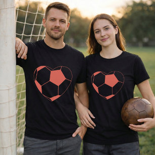 Soccer Heart Ball; Football Heart Graphic T-Shirt