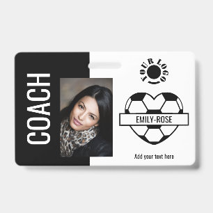 Soccer Heart Photo Logo Barcode Template Coach Badge