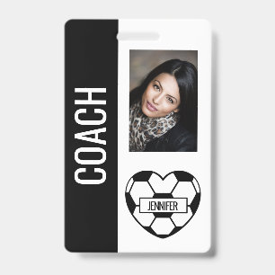 Soccer Heart Photo Template Black and White Coach Badge