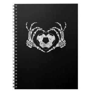 Soccer Heart Skeleton Hand Halloween Costume Notebook