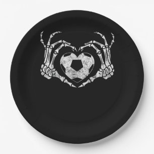 Soccer Heart Skeleton Hand Halloween Costume Paper Plate
