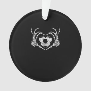 Soccer Heart Skeleton Hand Halloween Minimal Ornament
