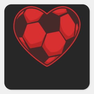 Soccer Heart Valentine's Day For Boys Girls Kids Square Sticker