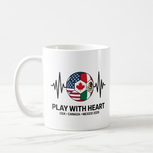 Soccer Heartbeat USA Canada Mexico 2026 Coffee Mug (Left)