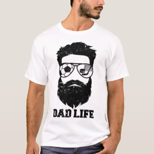 Soccer Hockey Dad Messy Hair Beard Soccer Hockey D T-Shirt