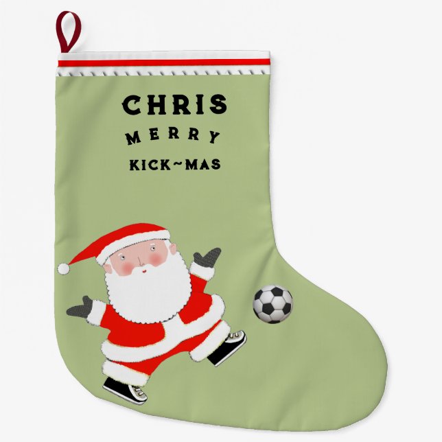 Soccer Holiday Gift Large Christmas Stocking (Front)