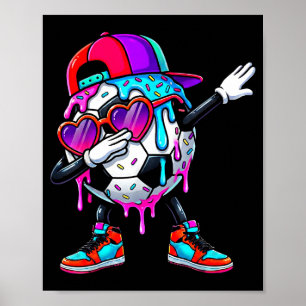 Soccer Ice Cream Drip Dabbing Sprinkles Srts Boys Poster