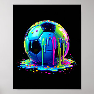 Soccer Ice Cream Dripping For Boys Girls Kids Poster