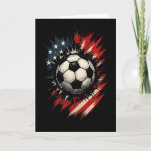 Soccer - Independence Day Flag Card