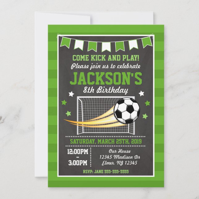 Soccer Invitation d'anniversaire pour les garçons (Devant)