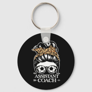 Soccer Istant Coach Messy Bun Hair Funny Soccer Co Keychain