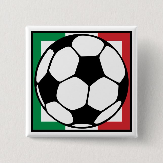 soccer. italia square. 2 inch square button (Front)