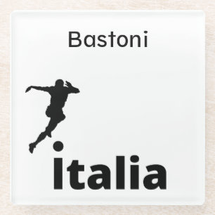 Soccer Italy, customizable Glass Coaster