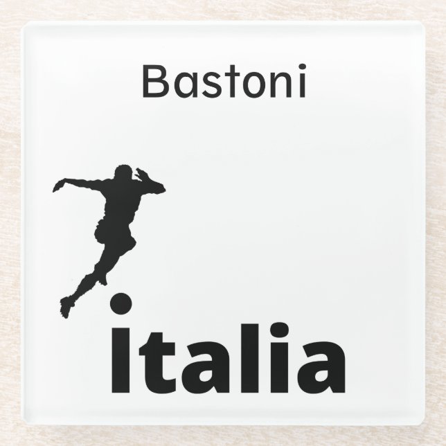 Soccer Italy, customizable  Glass Coaster (Front)