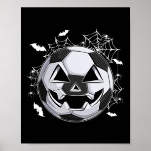 Soccer Jack O Lantern Pumpkin Face Halloween Costu Poster