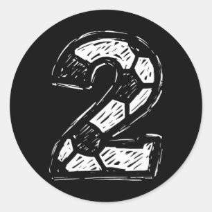 Soccer Jersey Number 2 Sketched Soccer Ll Style Sp Classic Round Sticker