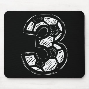 Soccer Jersey Number 3 Sketched Soccer Byll Style  Mouse Pad