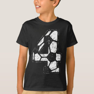 Soccer Jersey Number 4 Sketched Soccer Ll Style Sp T-Shirt