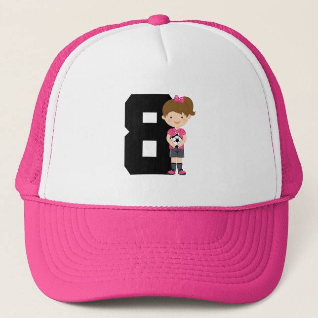 Soccer Jersey Number 8 (Girls) Gift Trucker Hat (Front)
