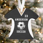 Soccer Jersey Sports Team Uniform Black Ornament<br><div class="desc">Soccer Jersey Sports Team Uniform Black Ornament. This soccer jersey ornament is perfect for anyone who plays school sports or loves watching sports. Personalize this custom design with your own team name and jersey number.</div>