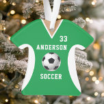 Soccer Jersey Sports Team Uniform Green Ornament<br><div class="desc">Soccer Jersey Sports Team Uniform Green Ornament. This soccer jersey ornament is perfect for anyone who plays school sports or loves watching sports. Personalize this custom design with your own team name and jersey number.</div>