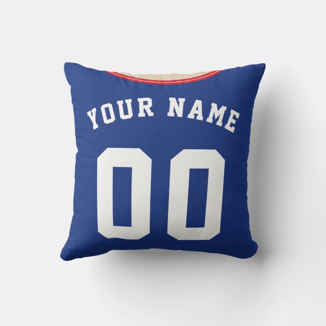 Soccer Jersey Template Blue Side Stripes   Throw Pillow (Back)
