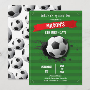 Soccer Kick Up Some Fun Birthday Invitation