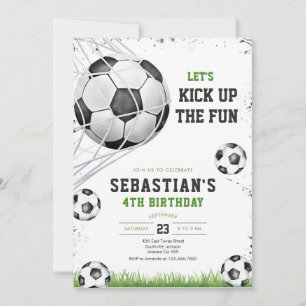 Soccer Kick Up The Fun Kids Birthday Invitation