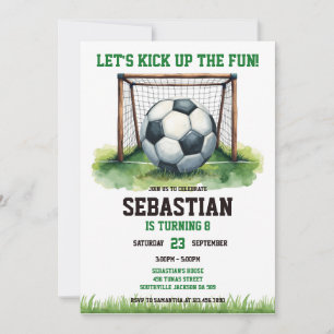 Soccer Kick Up The Fun Sports Kids Birthday Invitation