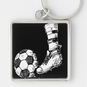 SOCCER KICKER BLACK AND WHITE KEYCHAIN